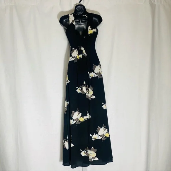 Candies Black Dress with Cream Flowers Maxi Dress Size XS - Picture 5 of 10